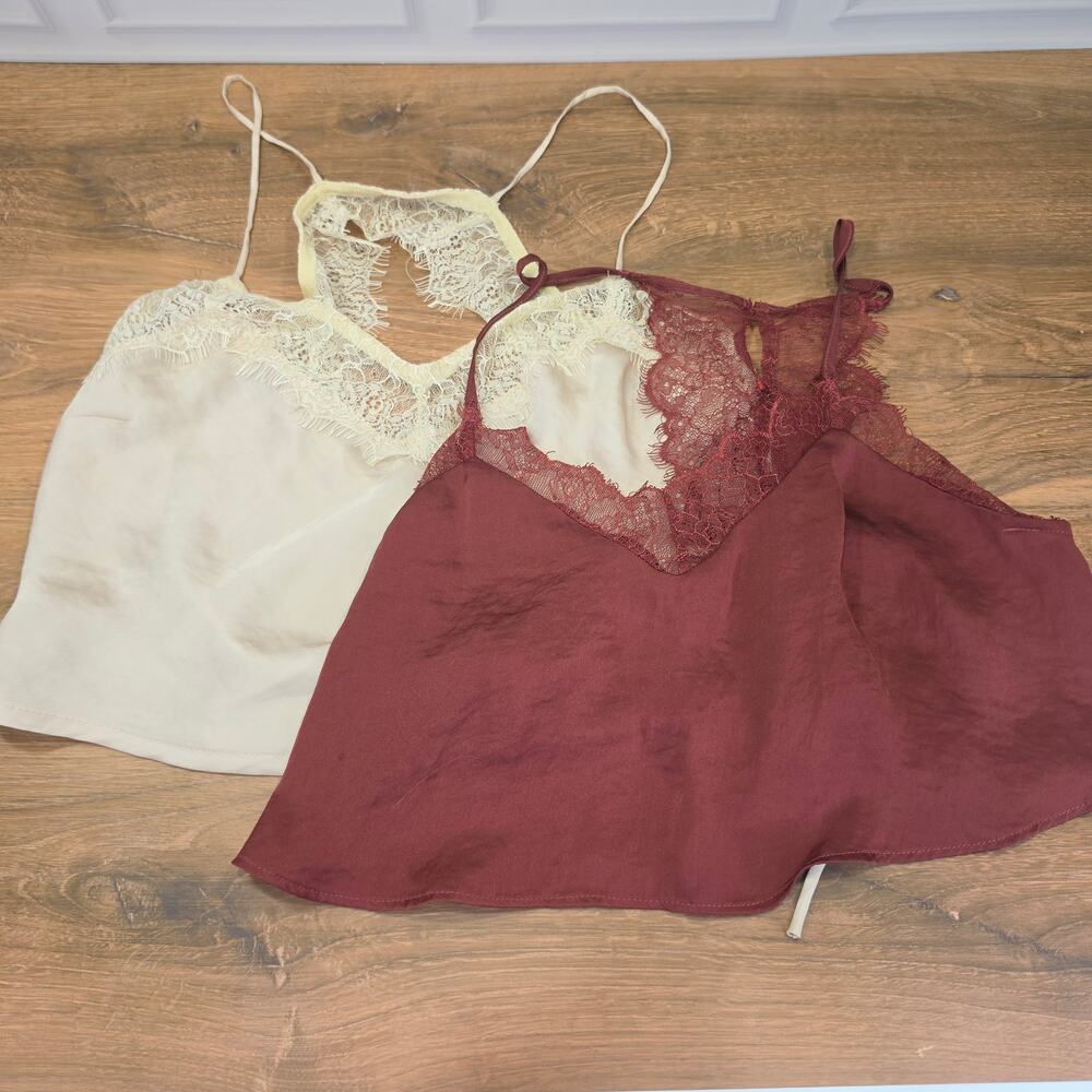 Intimately Free People Lace Trim Camisole Bundle XS Ivory Burgundy